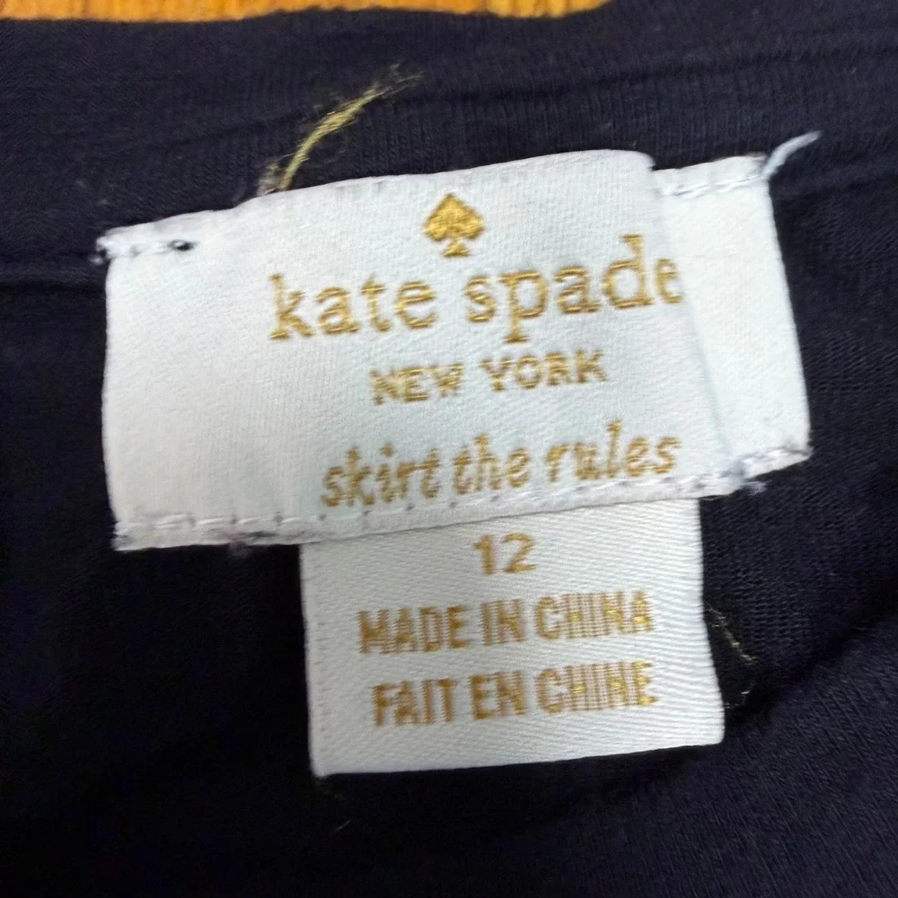 Kate Spade New York Girls Black Jewel Necklace Graphic Ruffle Dress Size 12 - Picture 5 of 7